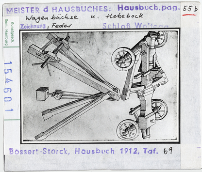 Vorschaubild Meister des Hausbuches: Wagenbüchse und Hebebock 